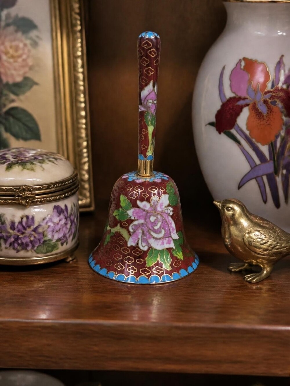 Vintage Cloisonné Enamel Brass Bell